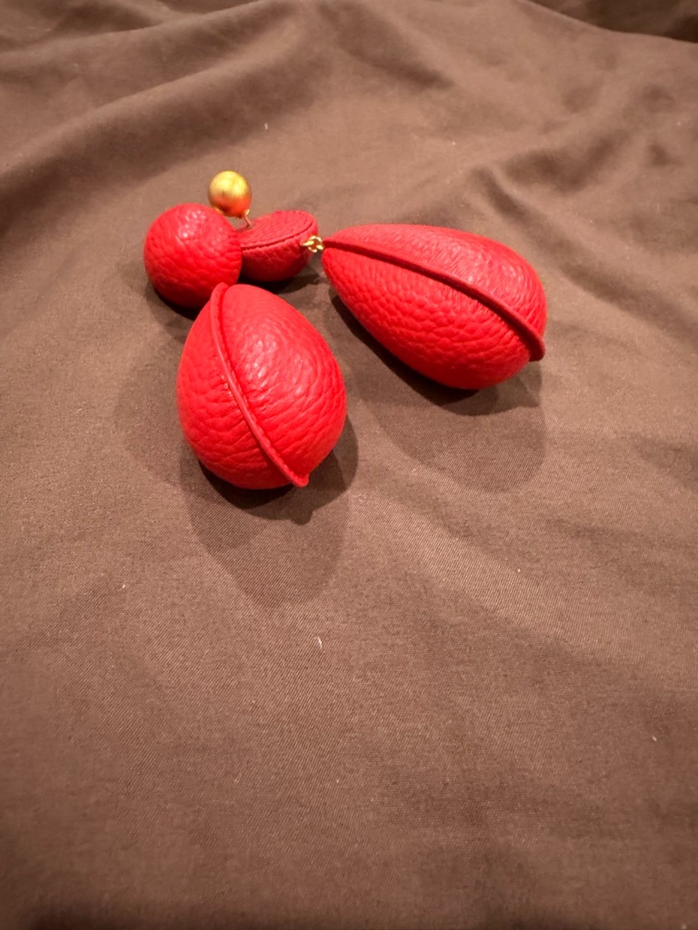 Bold Red Drop Earrings with Gold Stud - Women Jewelry